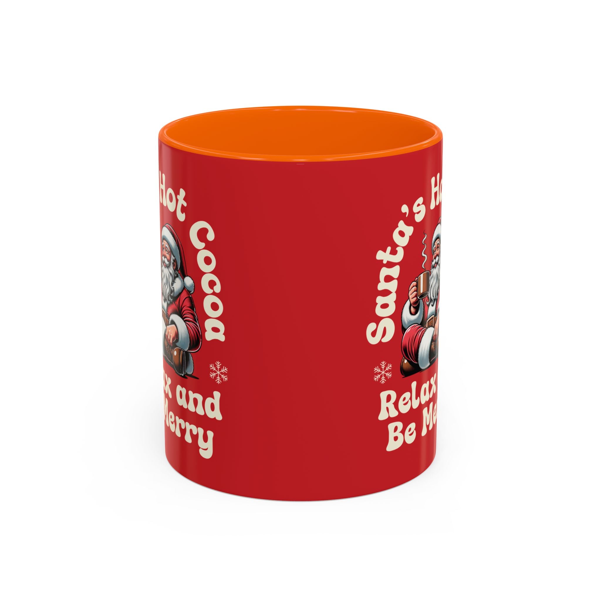 Santa Hot Cocoa Accent Coffee Mug — "Santa's Hot Cocoa Relax and Be Merry" Holiday Mug (11/15oz)