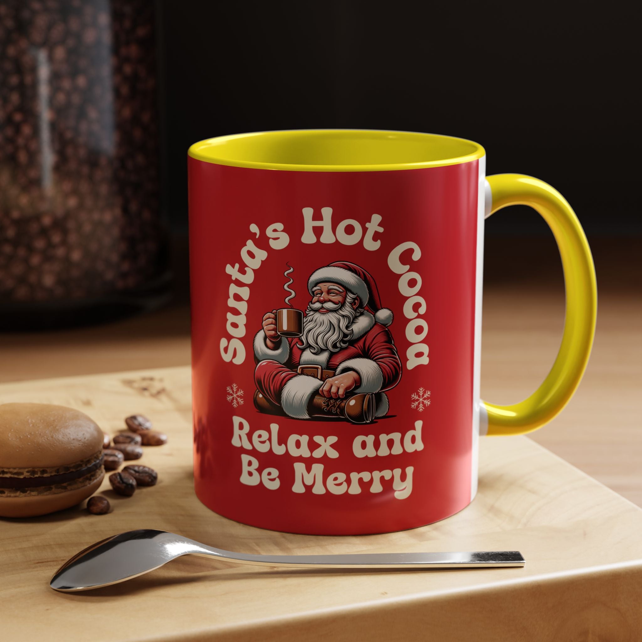 Santa Hot Cocoa Accent Coffee Mug — "Santa's Hot Cocoa Relax and Be Merry" Holiday Mug (11/15oz)
