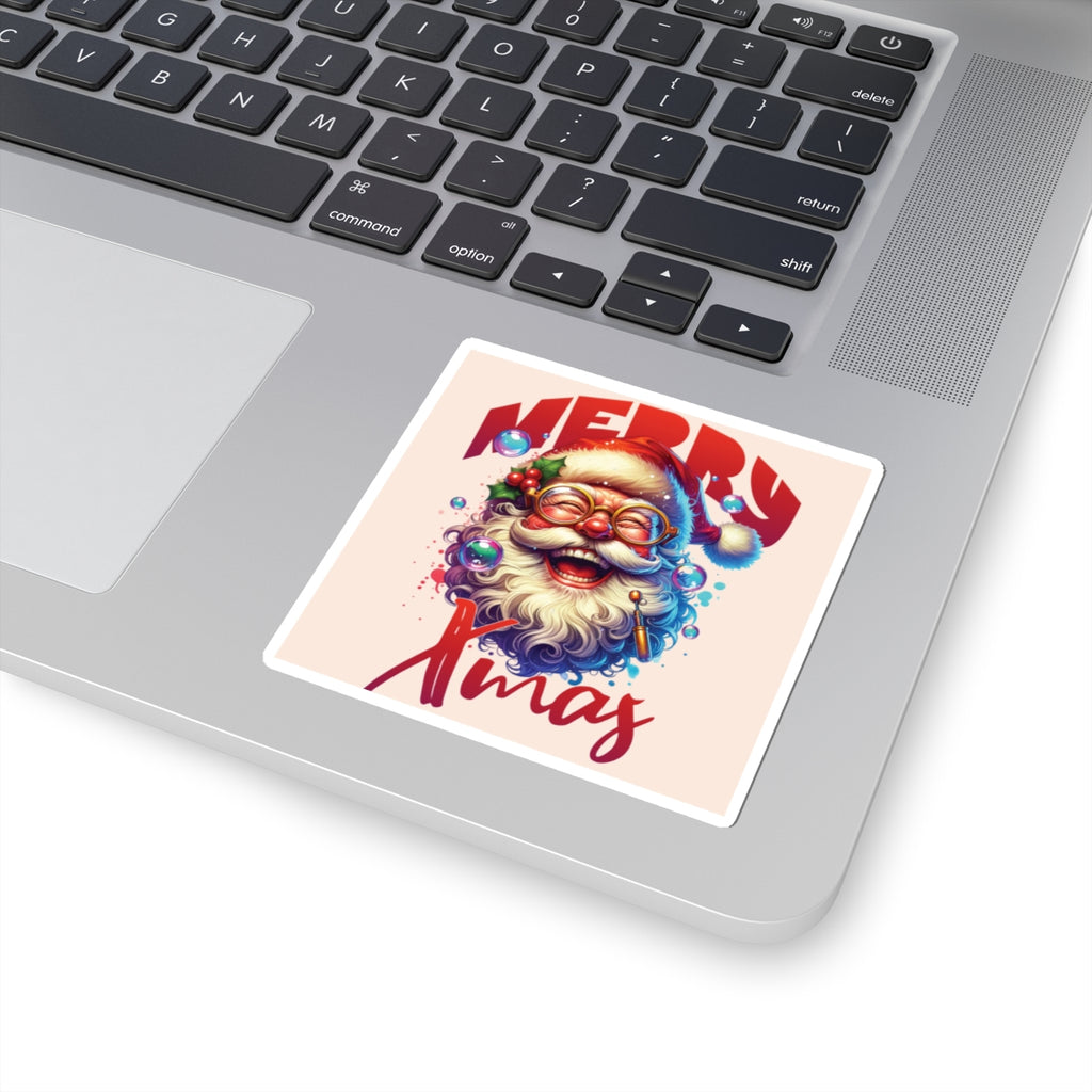 Christmas Santa Sticker — "Merry Xmas" Kiss-Cut Holiday Decal