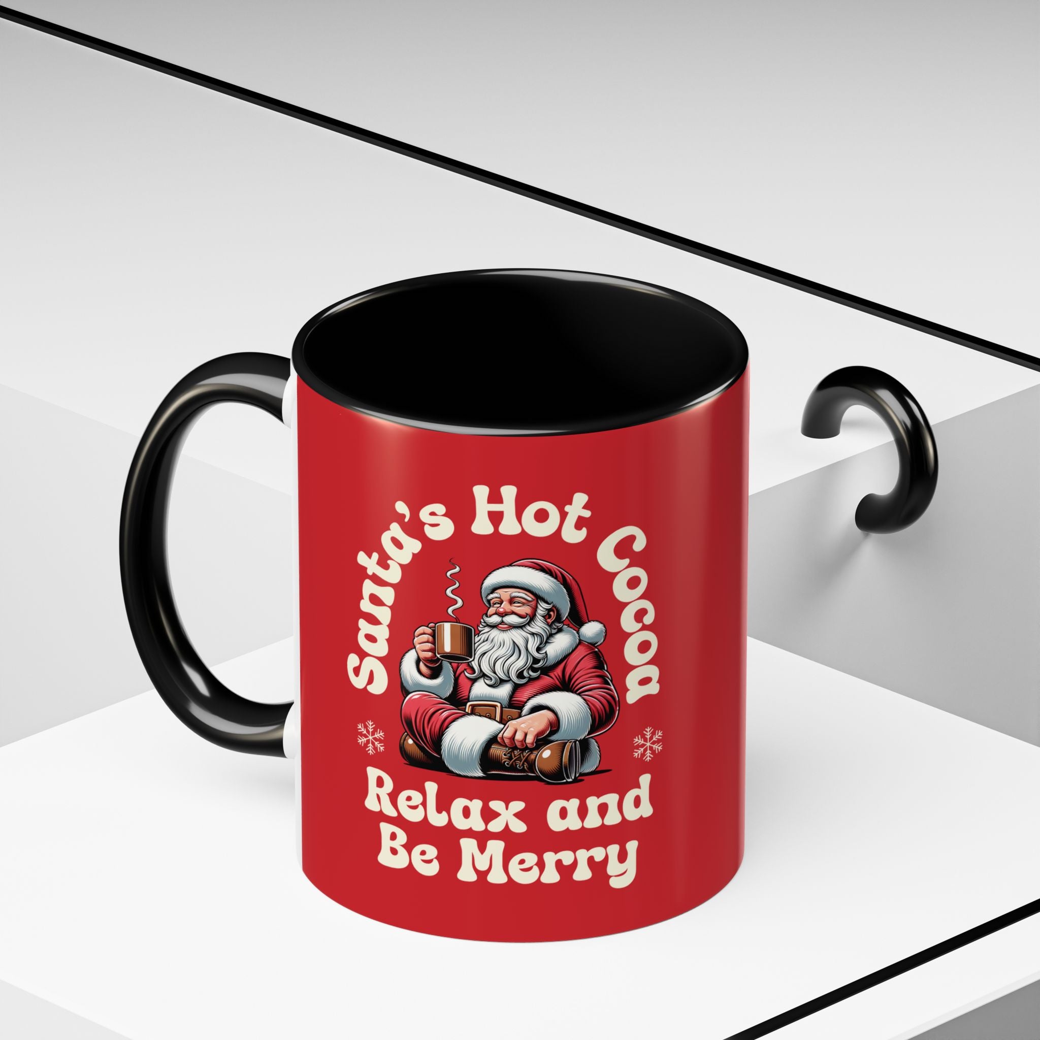 Santa Hot Cocoa Accent Coffee Mug — "Santa's Hot Cocoa Relax and Be Merry" Holiday Mug (11/15oz)