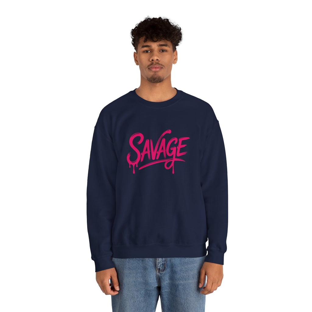 Savage Script Crewneck Sweatshirt — Pink Graffiti Graphic