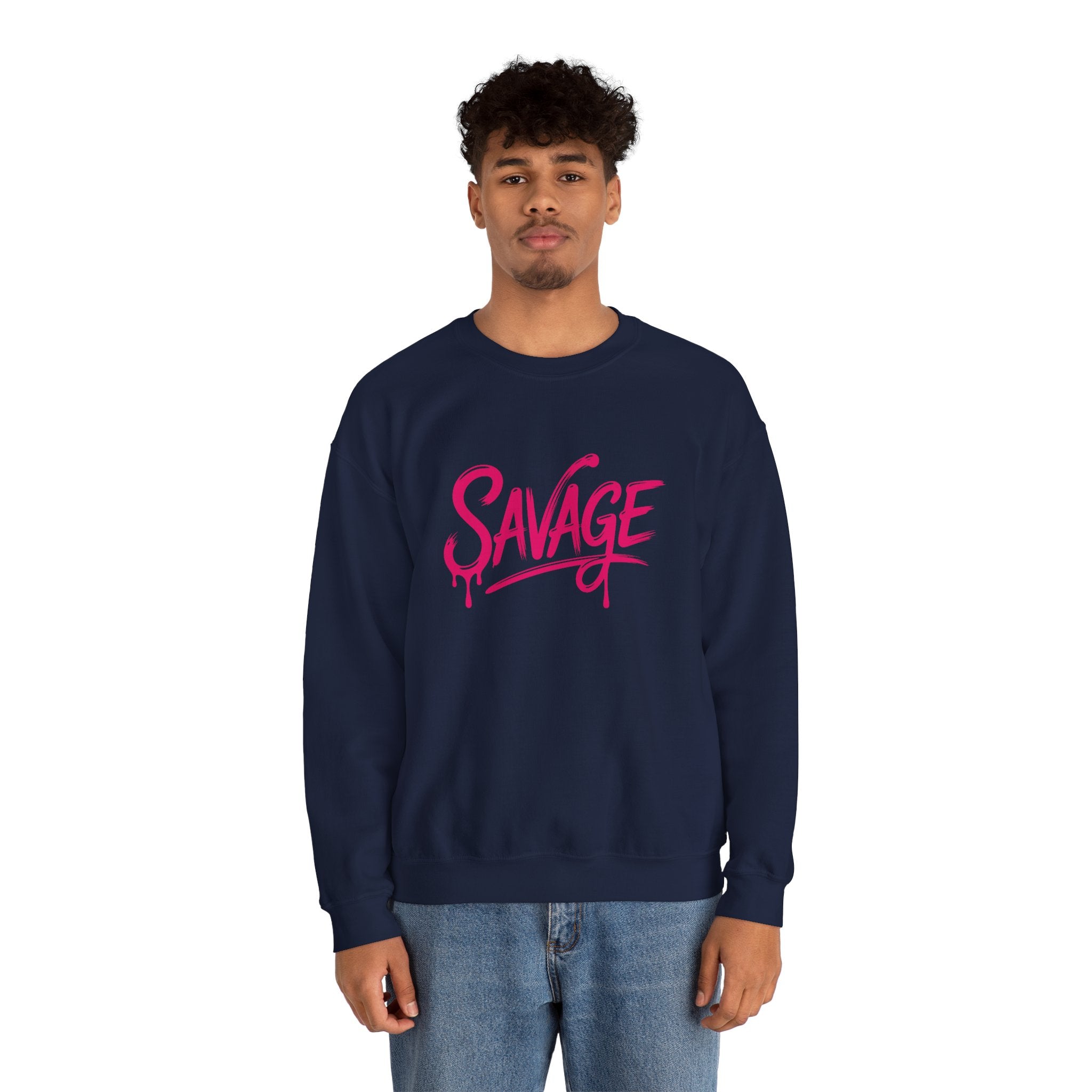Savage Script Crewneck Sweatshirt — Pink Graffiti Graphic