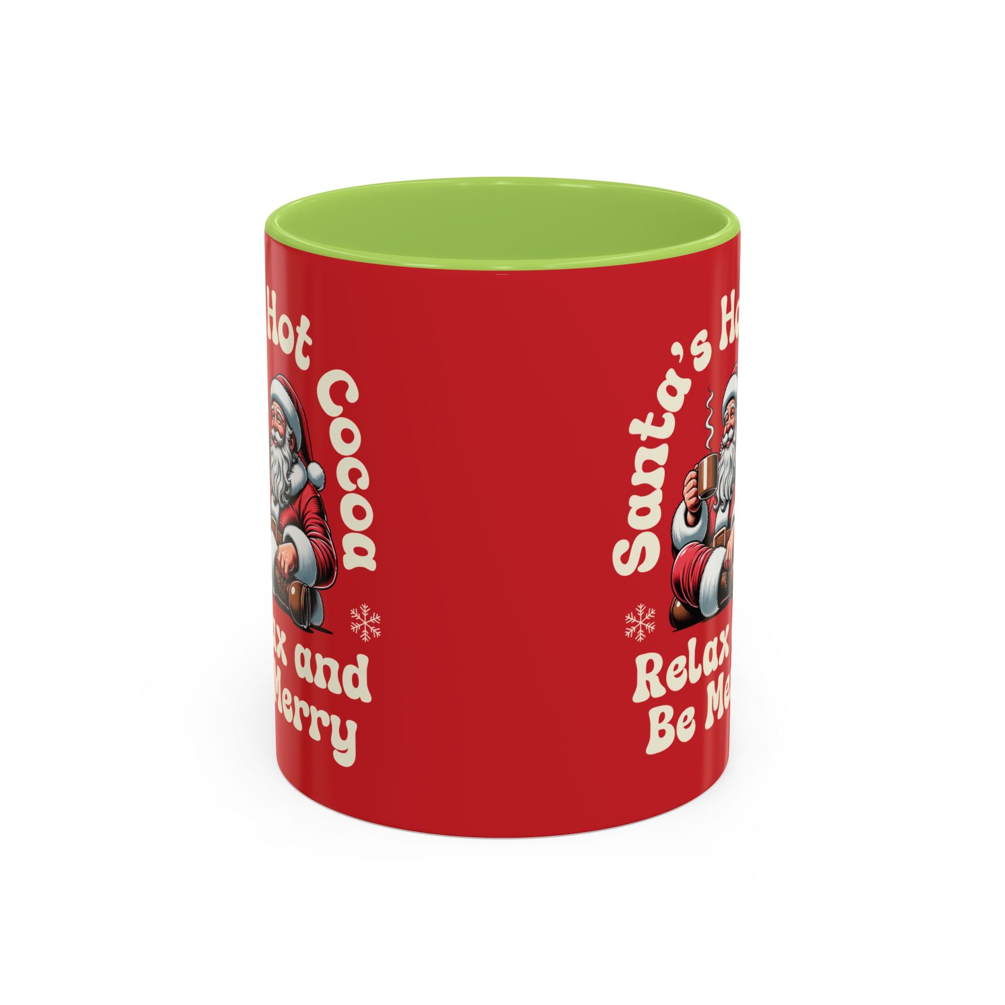 Santa Hot Cocoa Accent Coffee Mug — "Santa's Hot Cocoa Relax and Be Merry" Holiday Mug (11/15oz)