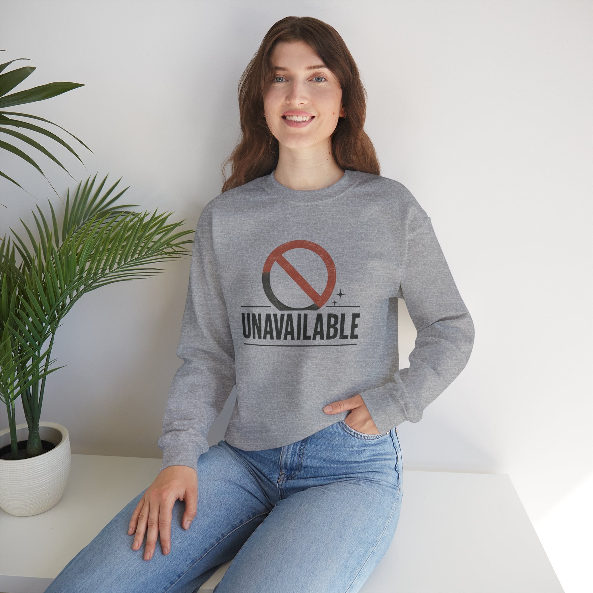 Crewneck Sweatshirt — Minimalist Red Prohibition Symbol Graphic