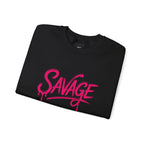 Savage Script Crewneck Sweatshirt — Pink Graffiti Graphic