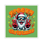 Groovy Christmas Sticker — Retro Santa Peace Sign Holiday Decal