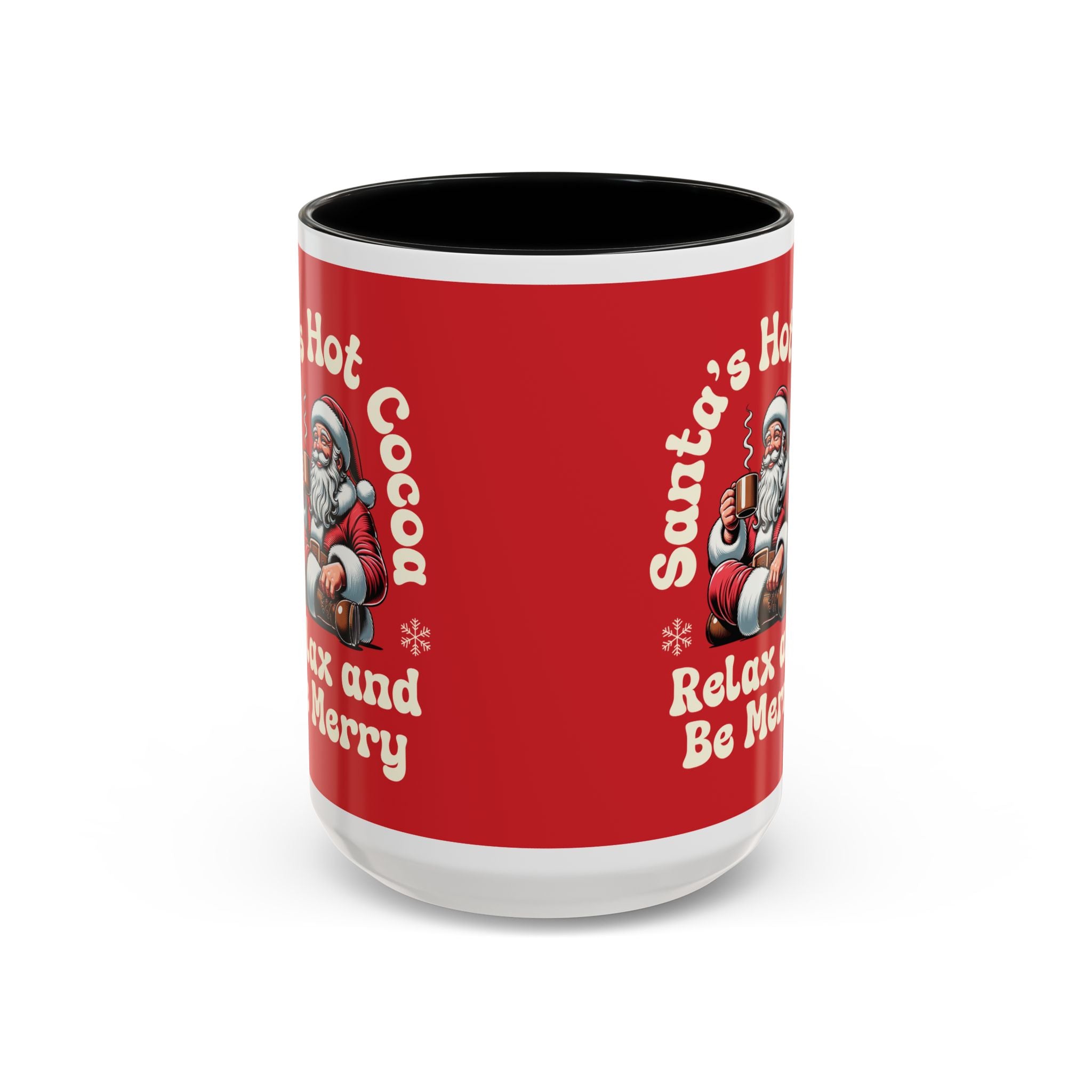 Santa Hot Cocoa Accent Coffee Mug — "Santa's Hot Cocoa Relax and Be Merry" Holiday Mug (11/15oz)