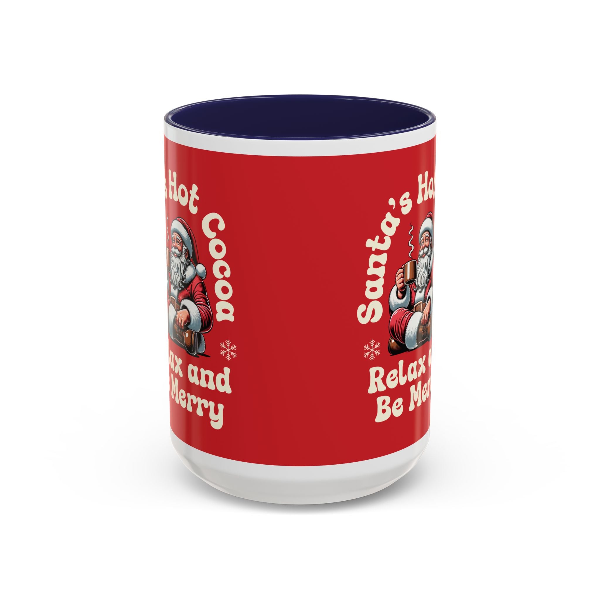 Santa Hot Cocoa Accent Coffee Mug — "Santa's Hot Cocoa Relax and Be Merry" Holiday Mug (11/15oz)