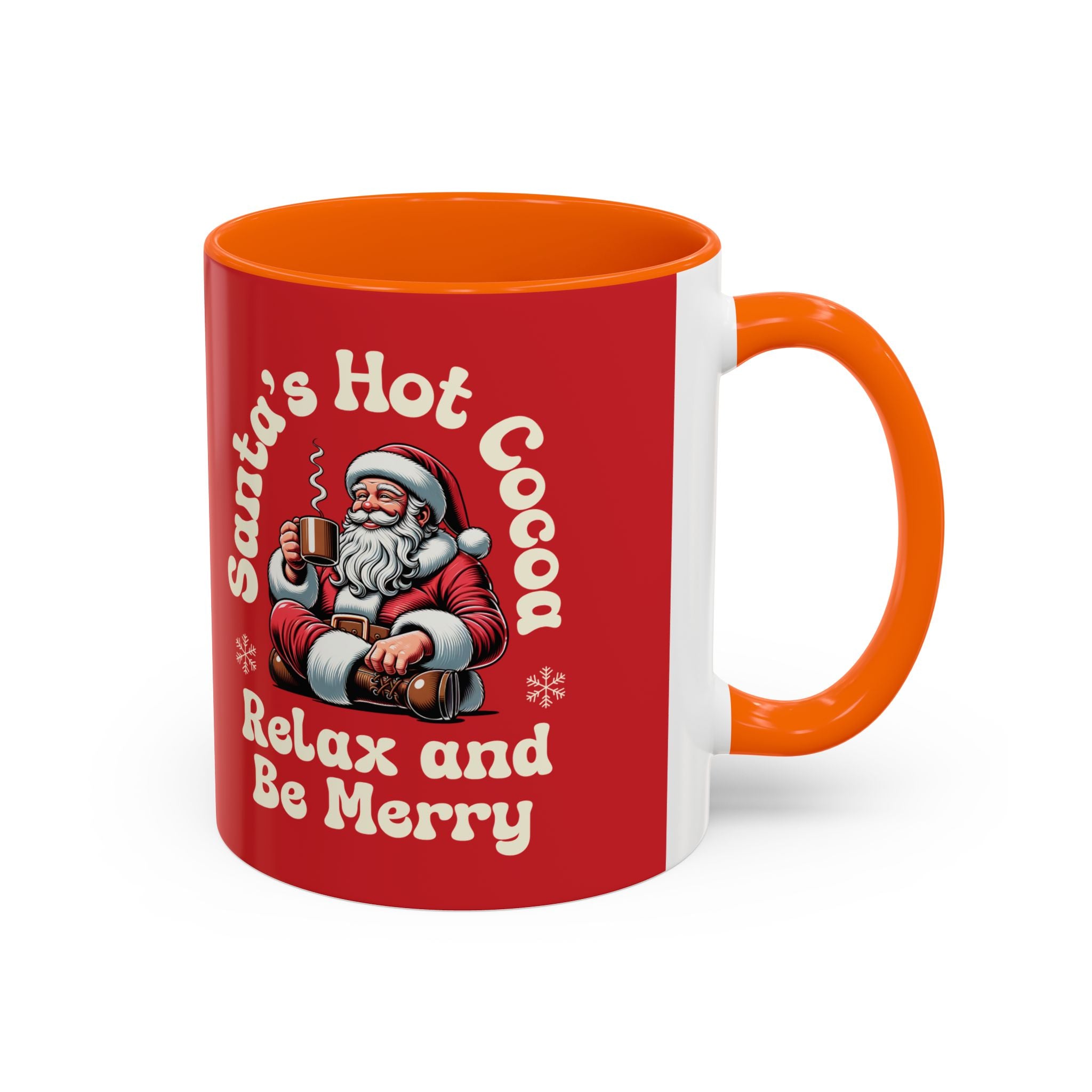 Santa Hot Cocoa Accent Coffee Mug — "Santa's Hot Cocoa Relax and Be Merry" Holiday Mug (11/15oz)