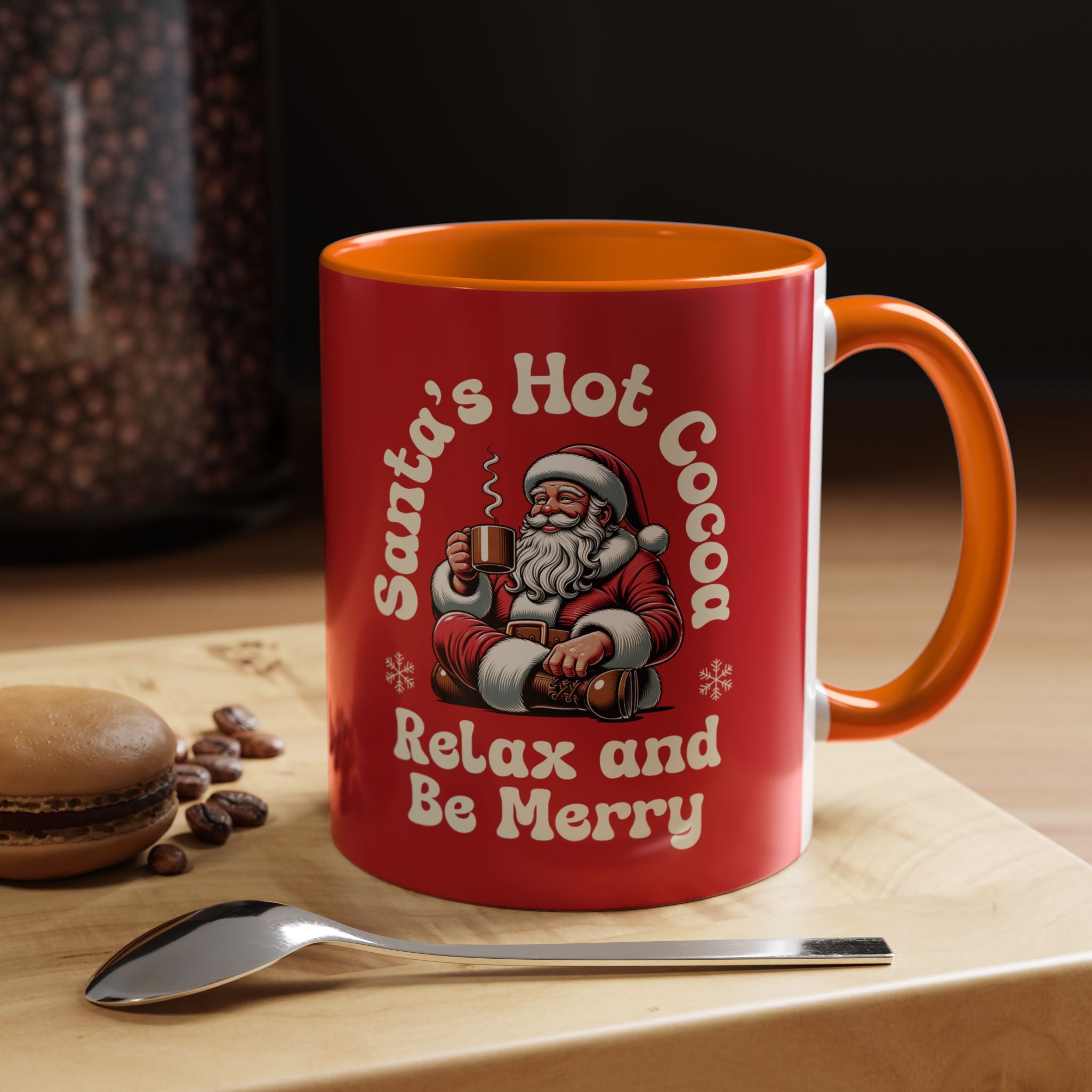 Santa Hot Cocoa Accent Coffee Mug — "Santa's Hot Cocoa Relax and Be Merry" Holiday Mug (11/15oz)