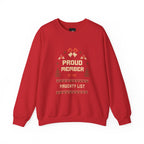 Red Naughty List Crewneck Sweatshirt with "Proud Member of the Naughty List" holiday knit-style graphic on the chest