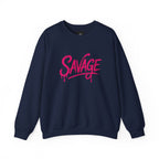 Savage Script Crewneck Sweatshirt — Pink Graffiti Graphic