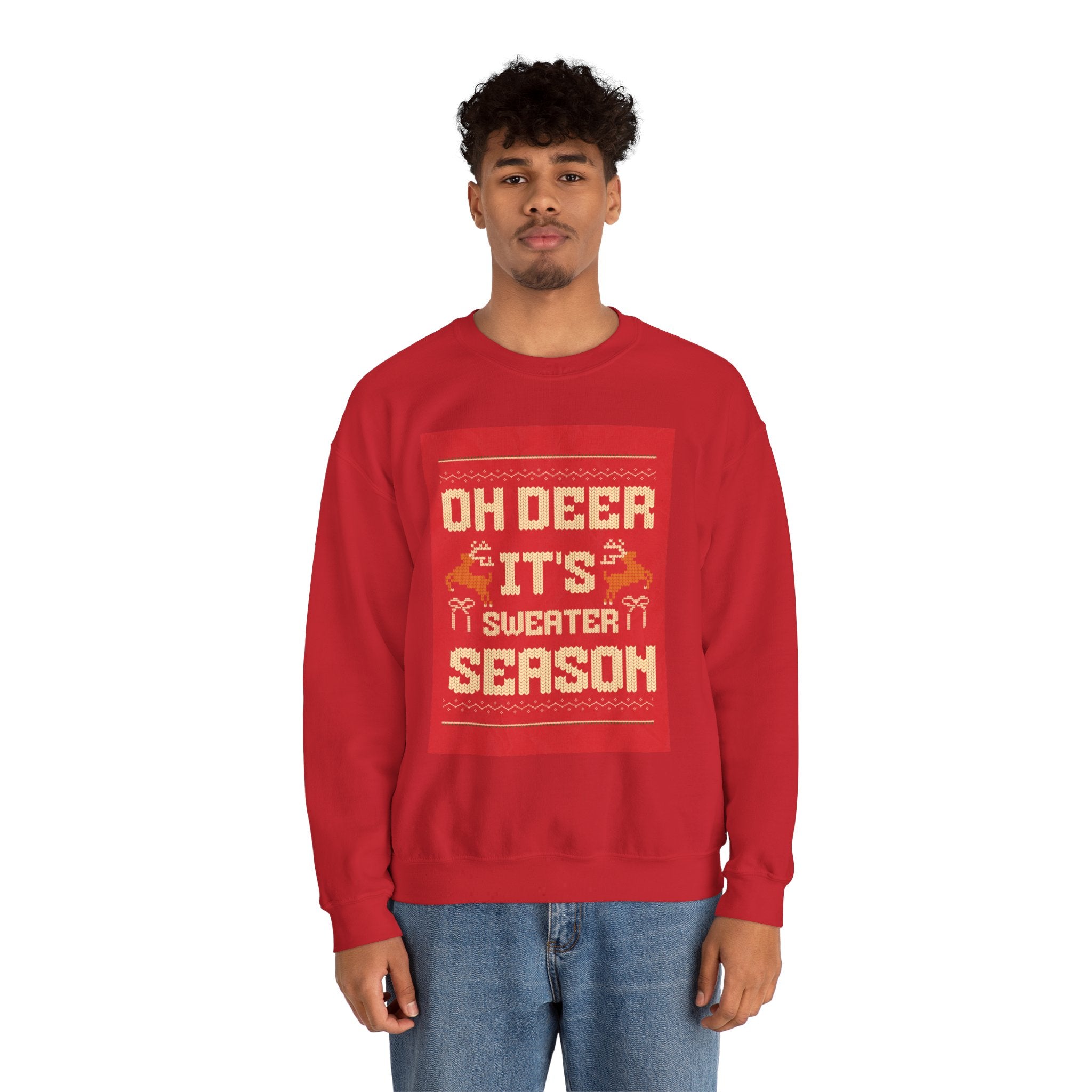 Holiday Sweatshirt — "Oh Deer It's Sweater Season" Christmas Crewneck