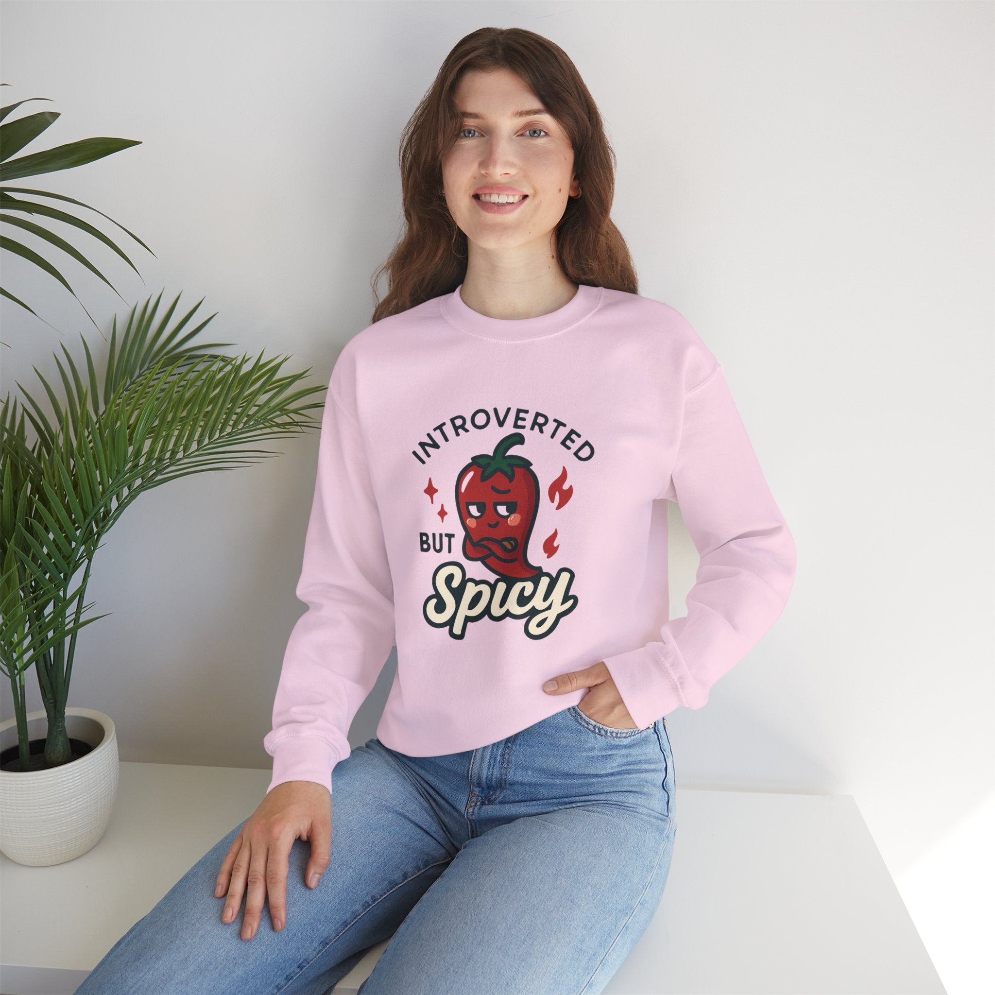 Introverted But Spicy Sweatshirt — Cute Chili Pepper Graphic Crewneck