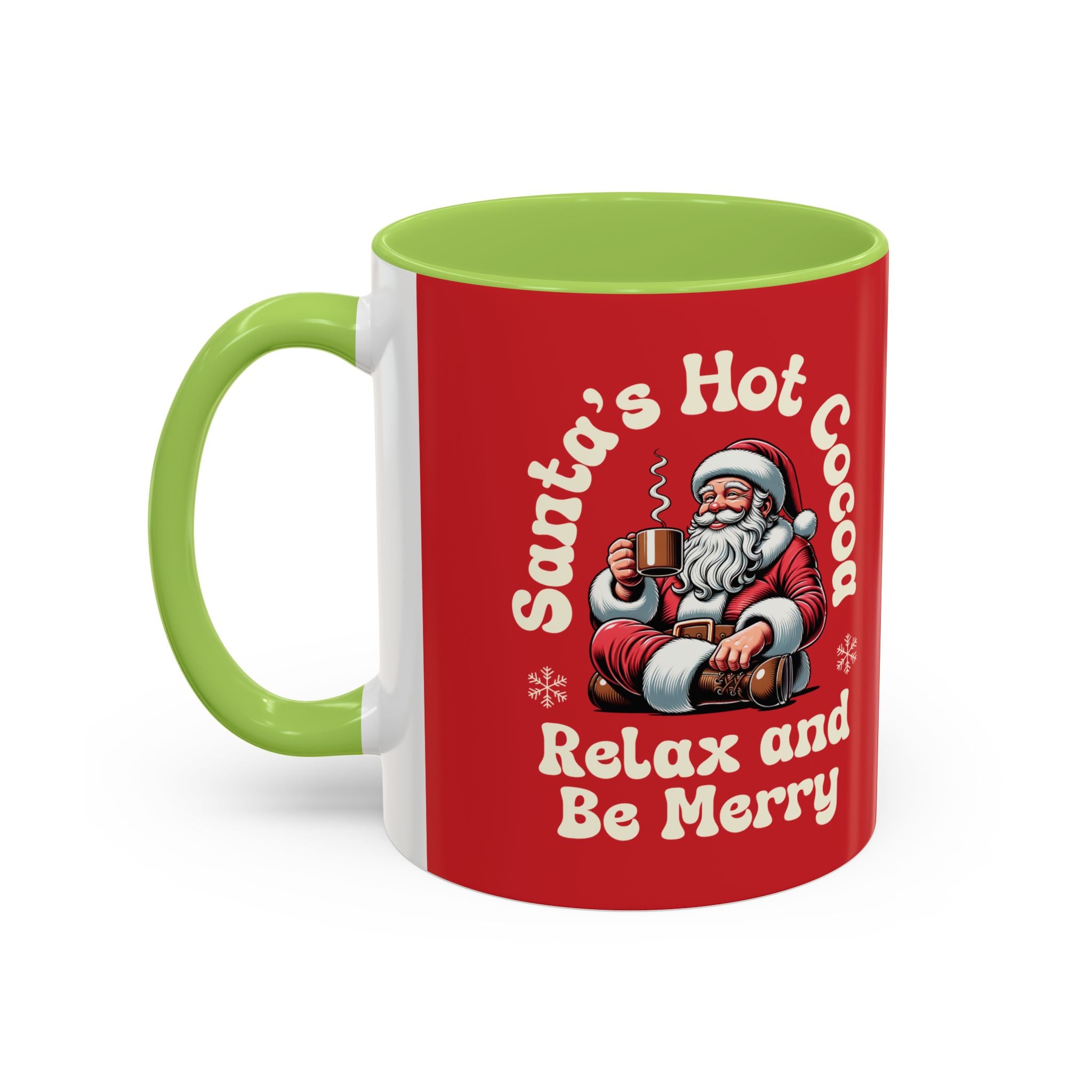 Santa Hot Cocoa Accent Coffee Mug — "Santa's Hot Cocoa Relax and Be Merry" Holiday Mug (11/15oz)