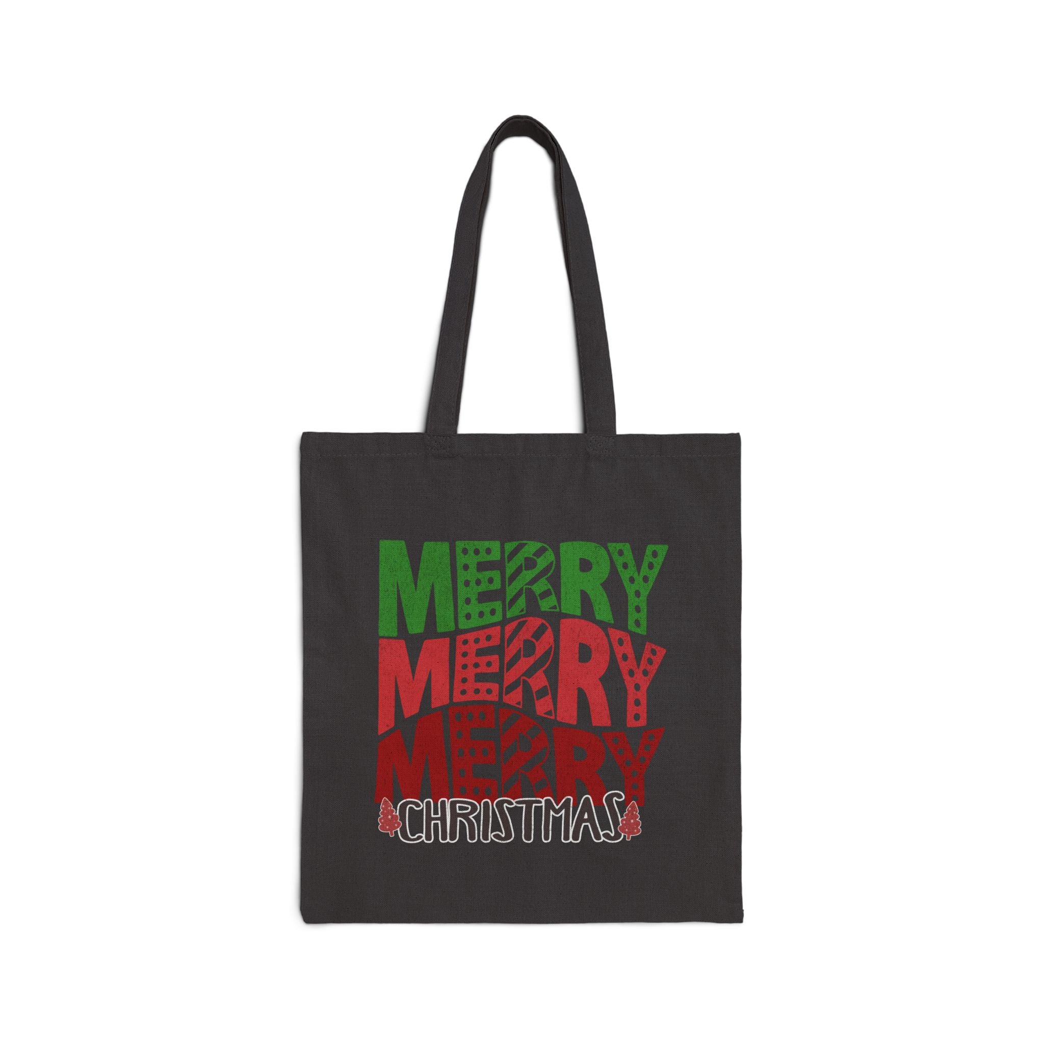 Merry Merry Merry Christmas Tote Bag — Festive Holiday Cotton Canvas Shopper