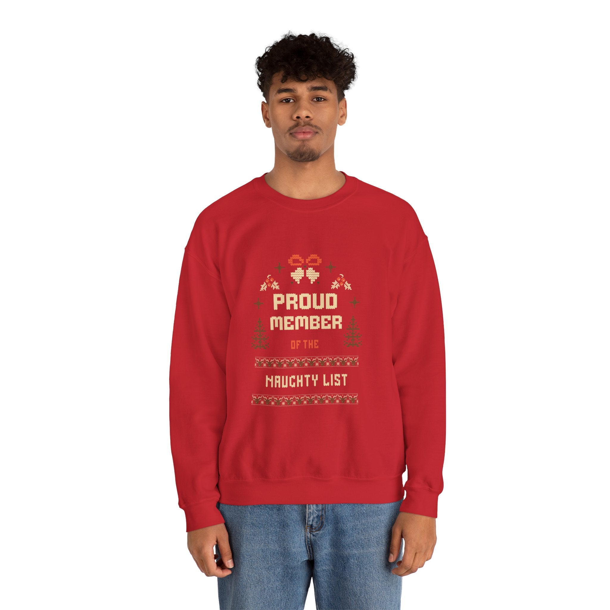 Naughty List Crewneck Sweatshirt — "Proud Member of the Naughty List" Holiday Sweat Tee