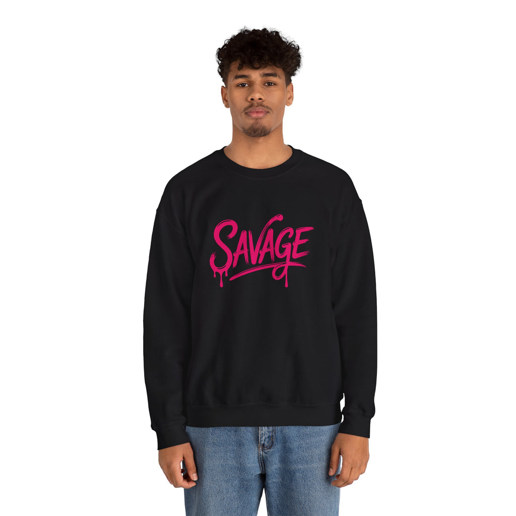 Savage Script Crewneck Sweatshirt — Pink Graffiti Graphic