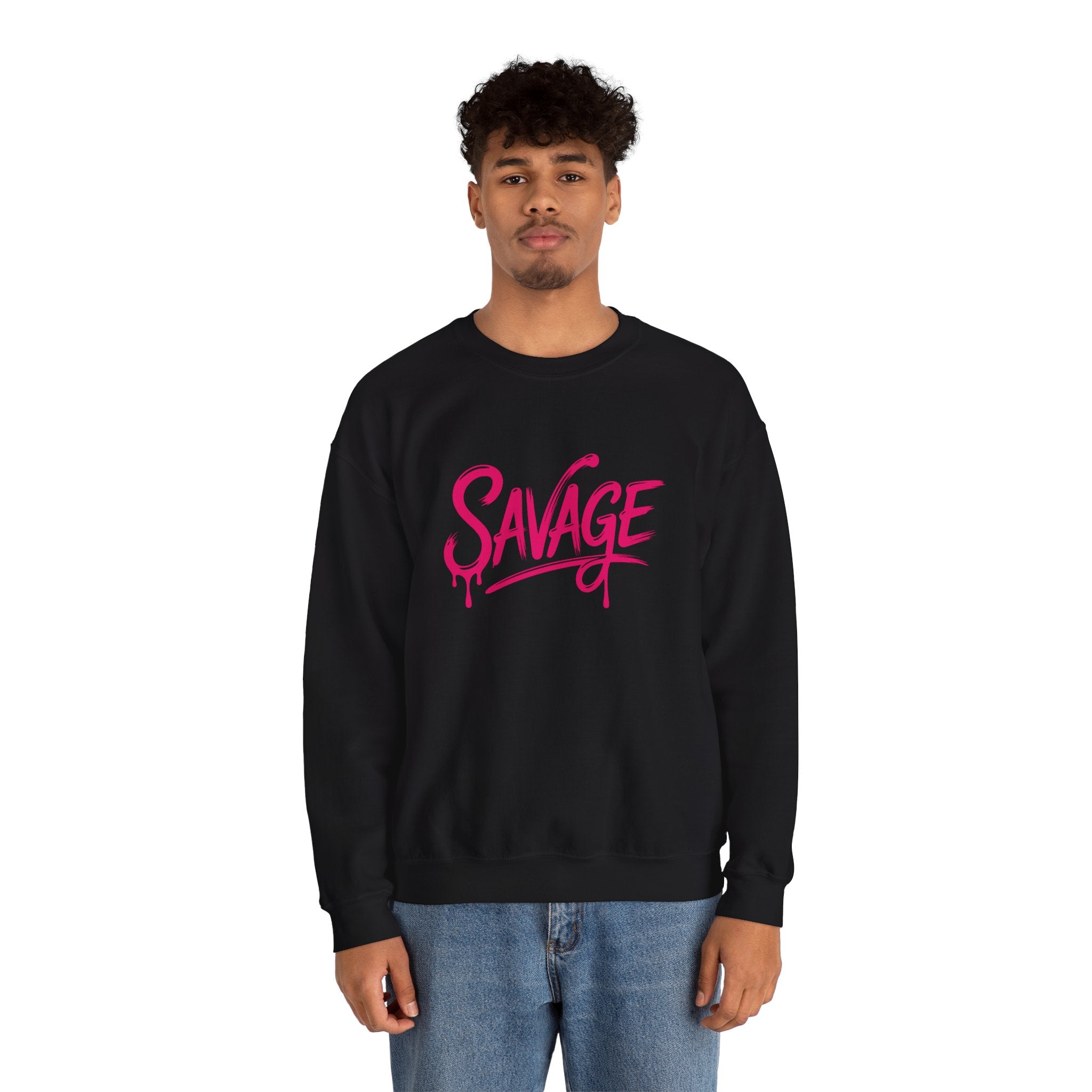 Savage Script Crewneck Sweatshirt — Pink Graffiti Graphic