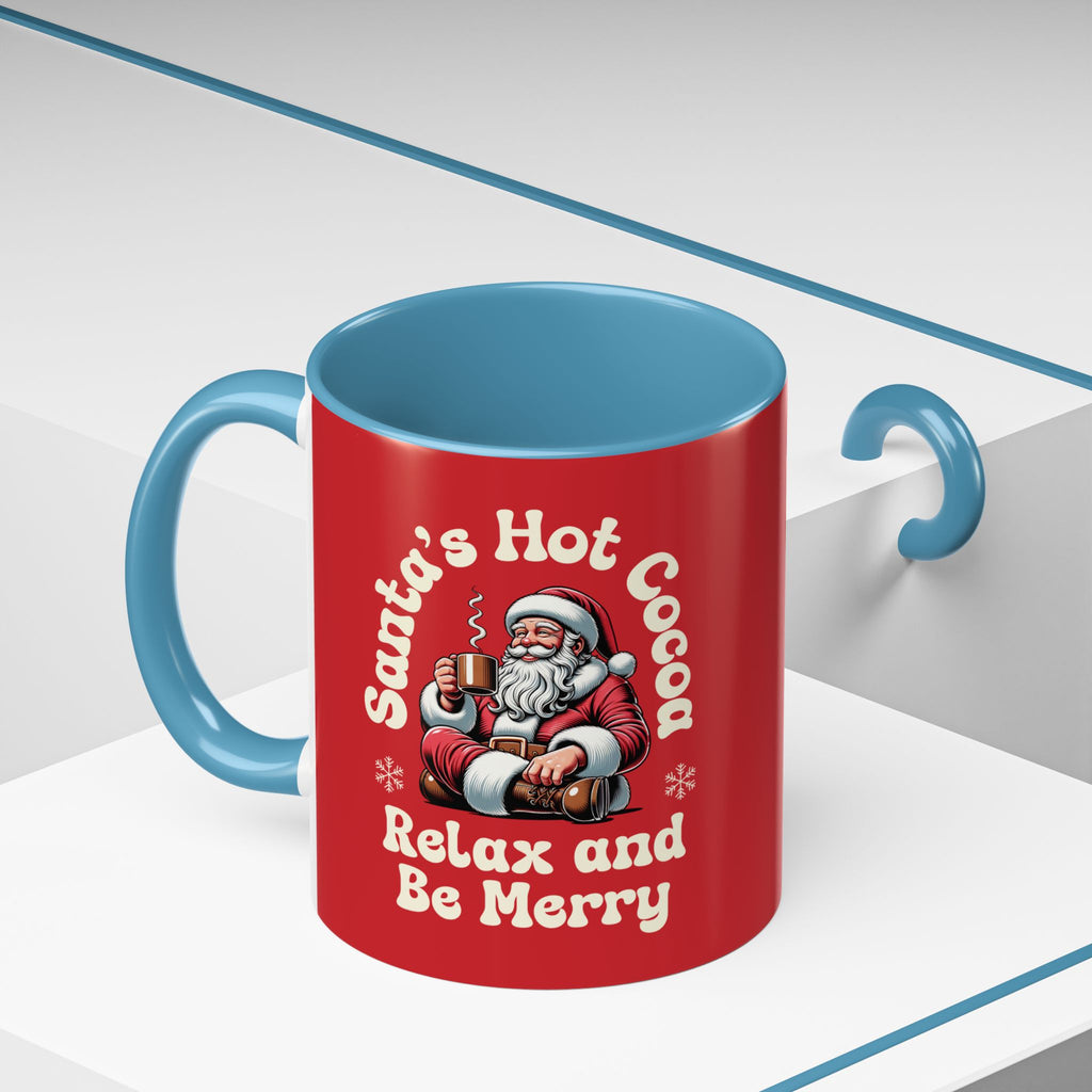 Santa Hot Cocoa Accent Coffee Mug — "Santa's Hot Cocoa Relax and Be Merry" Holiday Mug (11/15oz)
