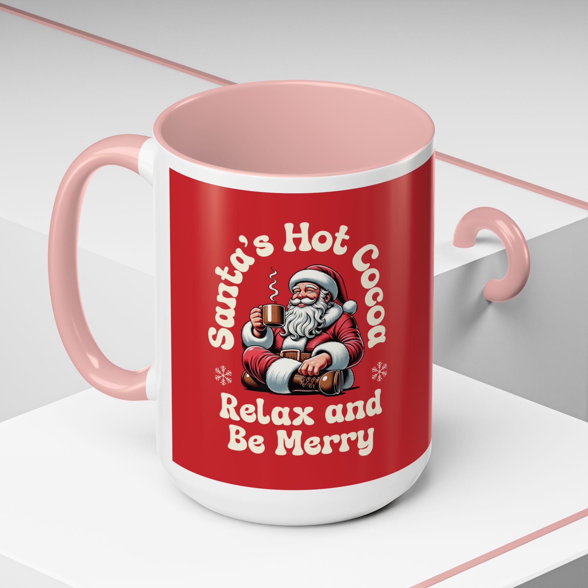 Santa Hot Cocoa Accent Coffee Mug — "Santa's Hot Cocoa Relax and Be Merry" Holiday Mug (11/15oz)