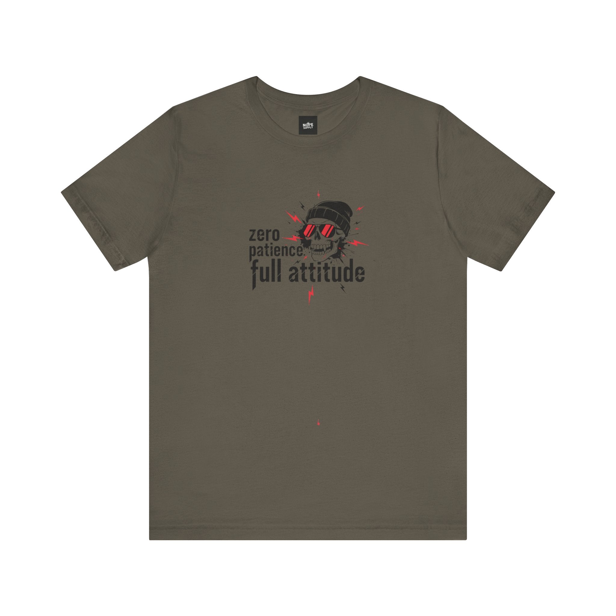 "Zero Patience, Full Attitude" Skull Tee — Graphic Attitude T-Shirt