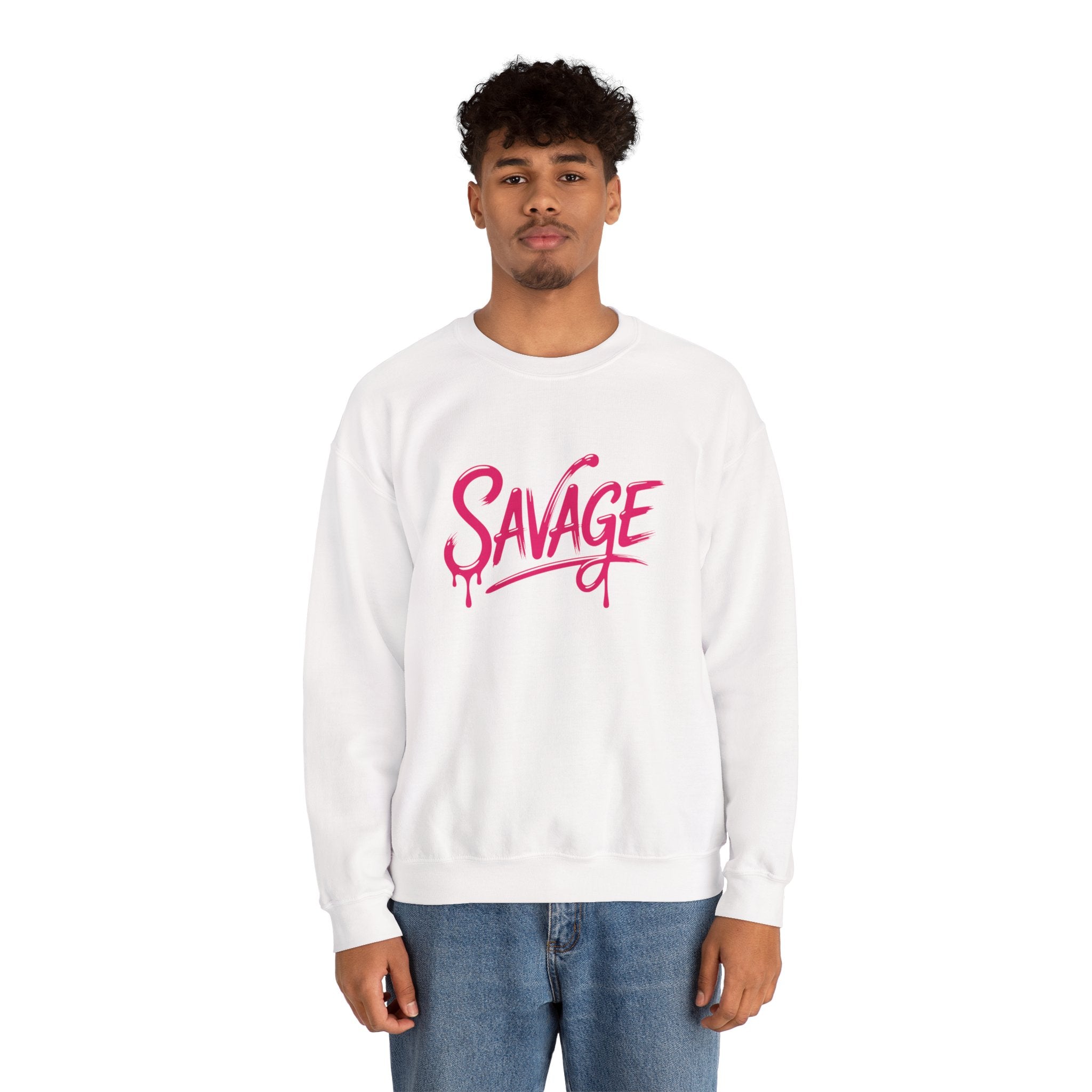 Savage Script Crewneck Sweatshirt — Pink Graffiti Graphic