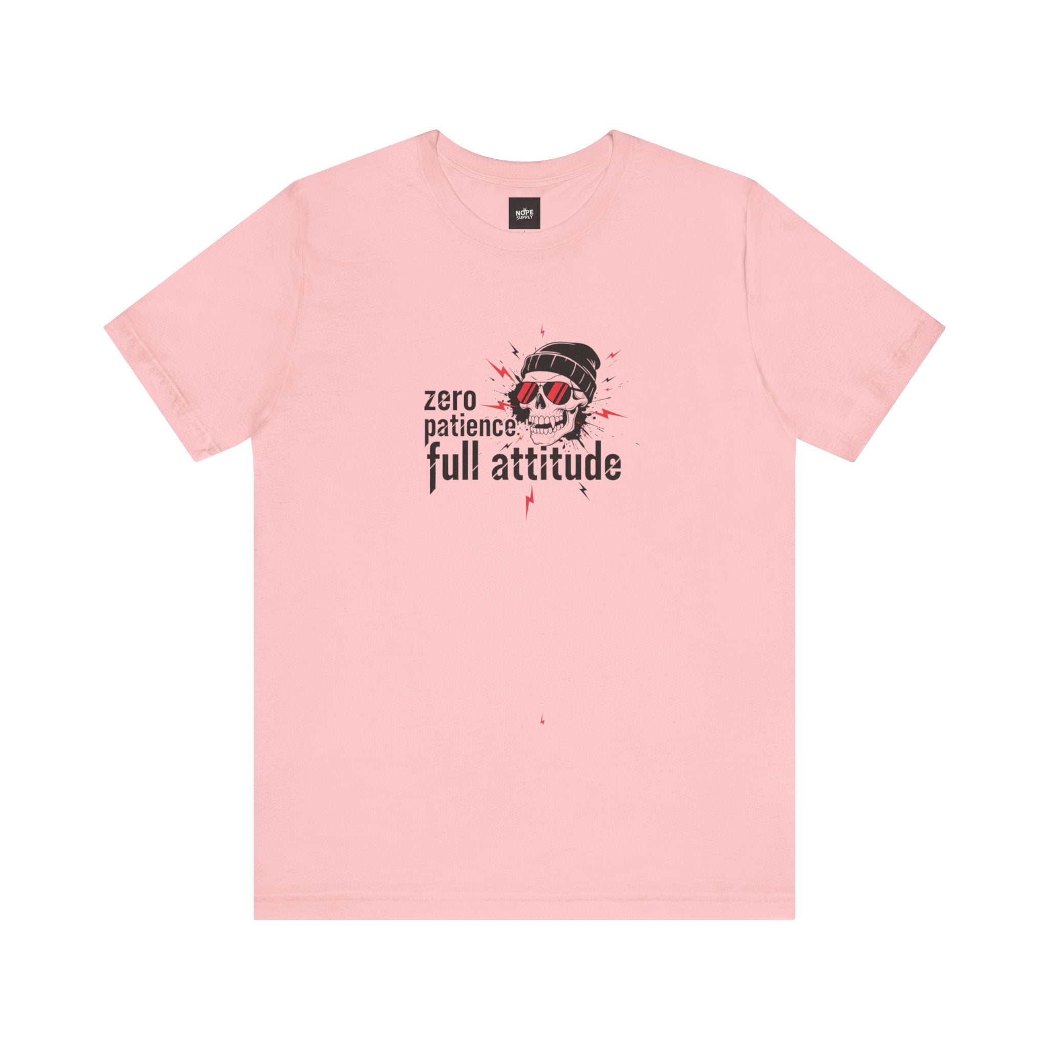 "Zero Patience, Full Attitude" Skull Tee — Graphic Attitude T-Shirt