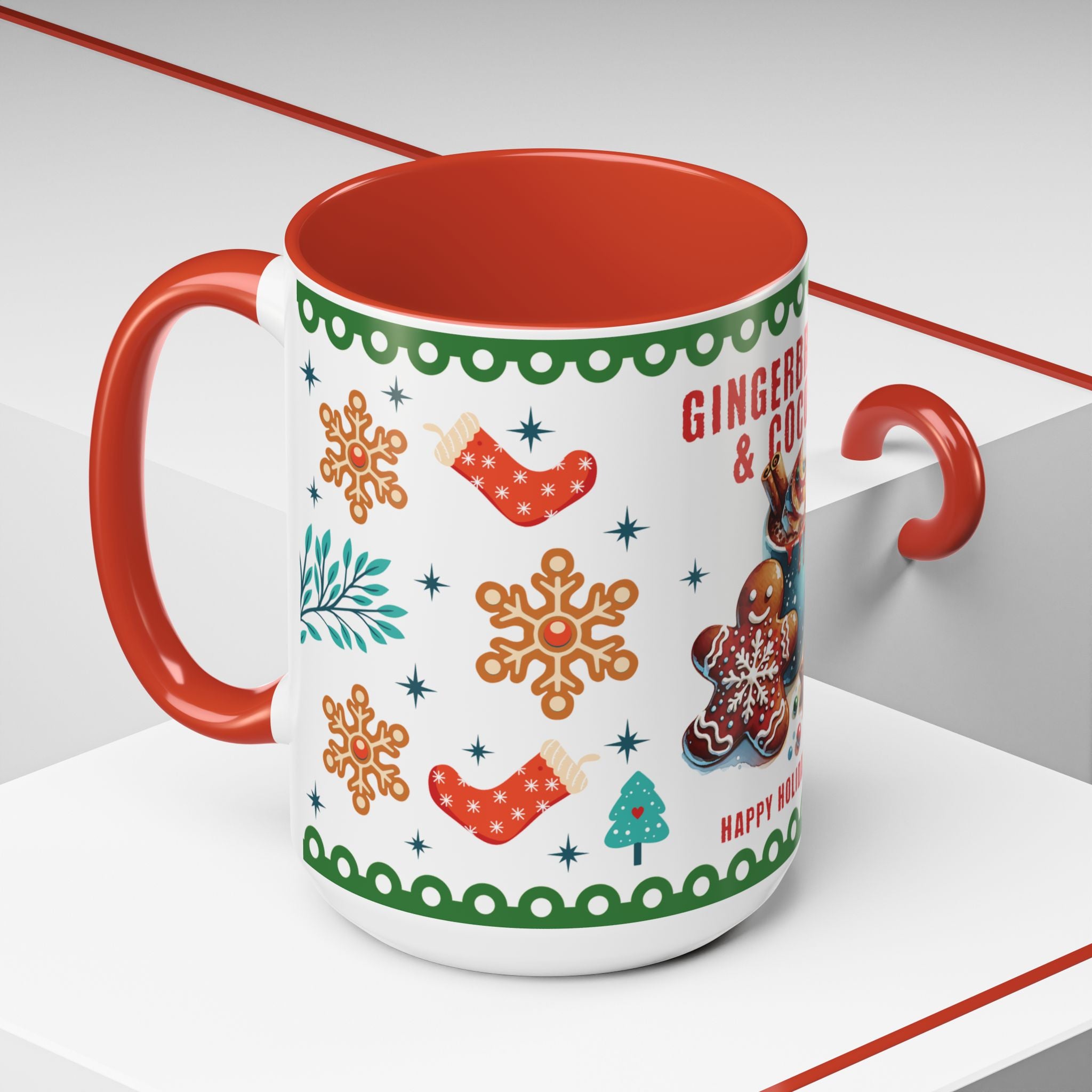 Gingerbread & Cocoa Holiday Coffee Mug — Festive Winter Hot Cocoa Design (11/15oz)