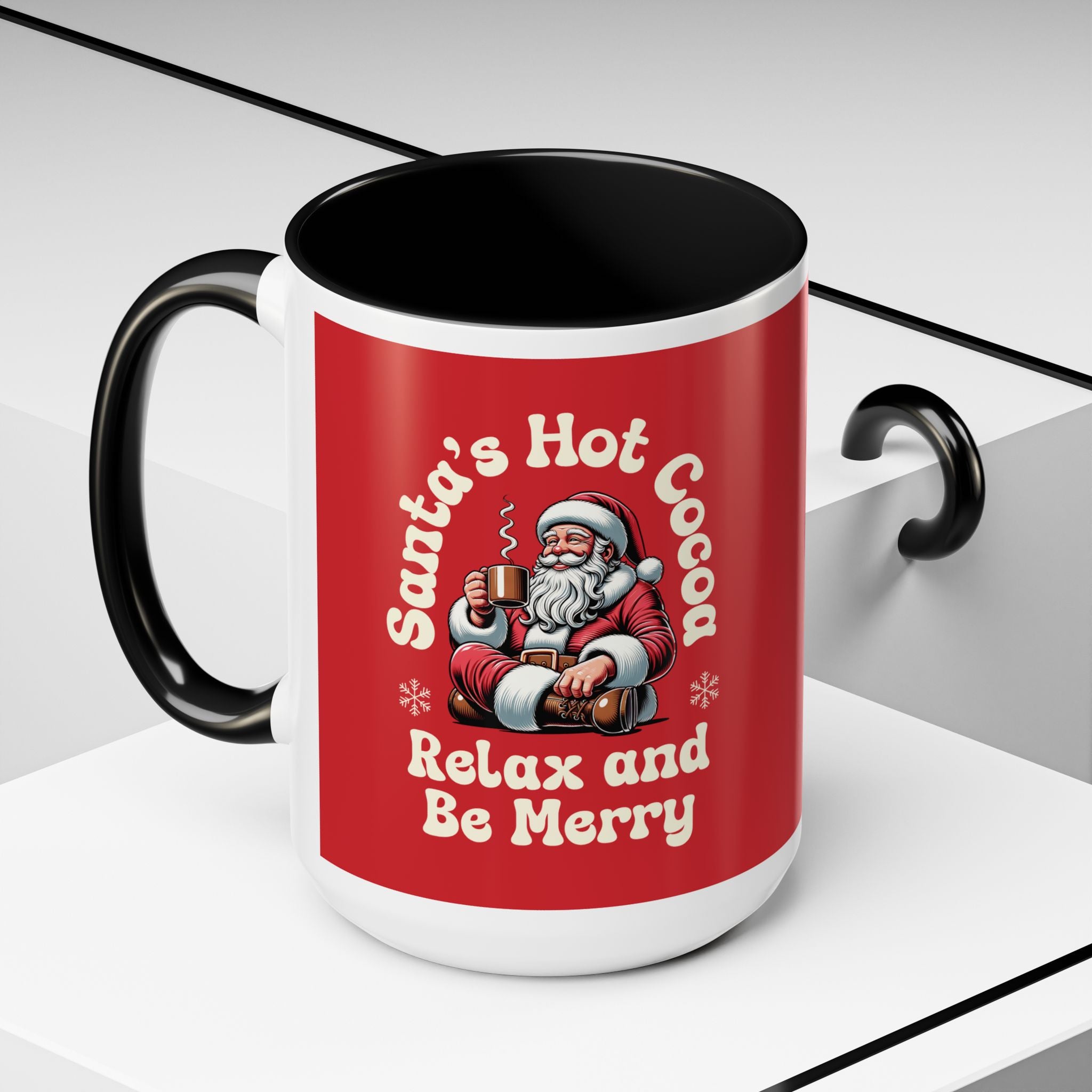 Santa Hot Cocoa Accent Coffee Mug — "Santa's Hot Cocoa Relax and Be Merry" Holiday Mug (11/15oz)
