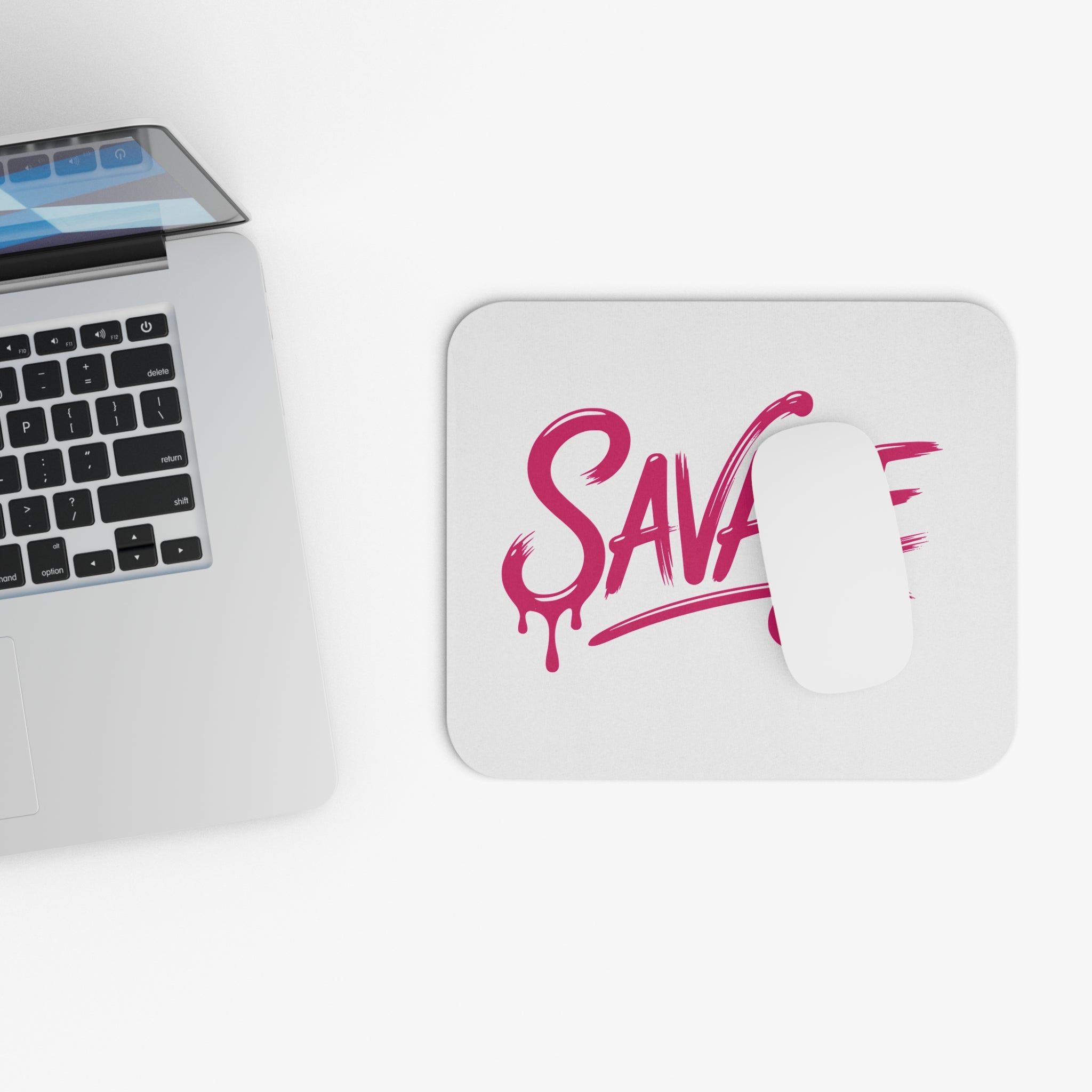 Savage Script Mouse Pad — Bold Pink Graphic Desk Mat
