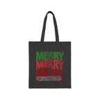 Merry Merry Merry Christmas Tote Bag — Festive Holiday Cotton Canvas Shopper