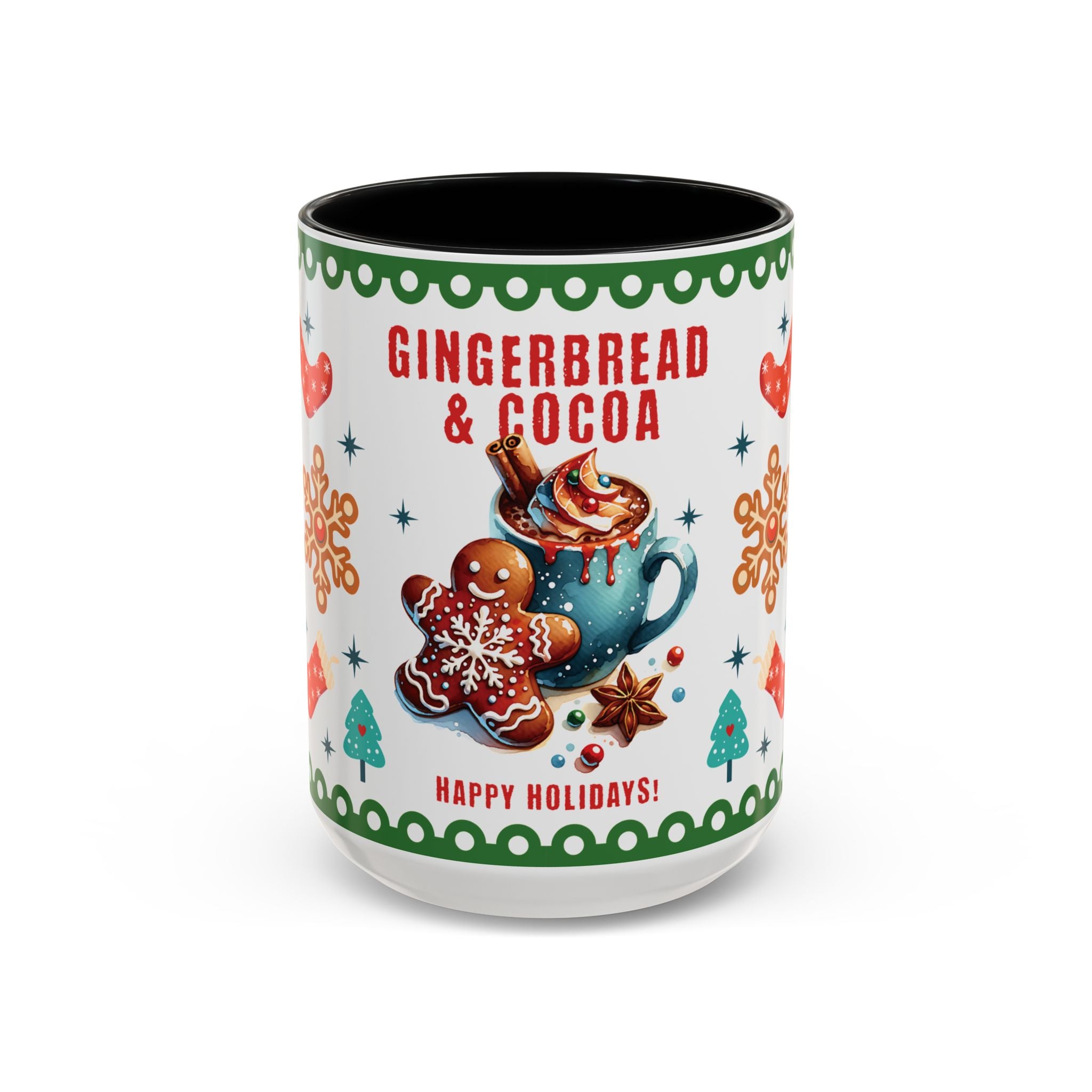 Gingerbread & Cocoa Holiday Coffee Mug — Festive Winter Hot Cocoa Design (11/15oz)