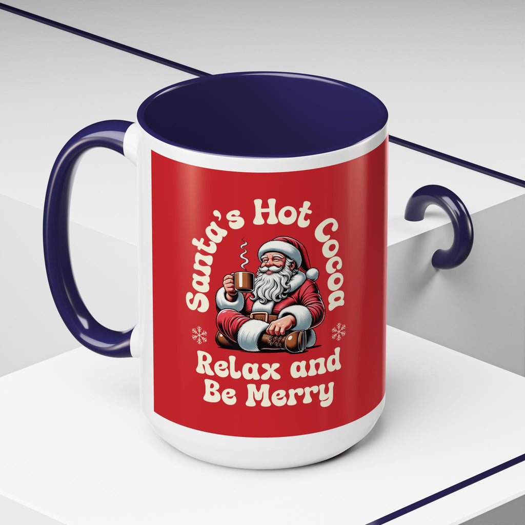 Santa Hot Cocoa Accent Coffee Mug — "Santa's Hot Cocoa Relax and Be Merry" Holiday Mug (11/15oz)