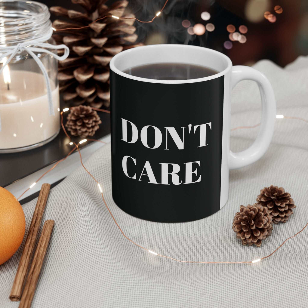 custom mugs DON'T CARE MugMinimalist design, maximum attitude, unapologetically honest. Product features- Glossy finish for a stylish look- Vibrant colors with crisp designs- Microwave-safNOPE SUPPLY