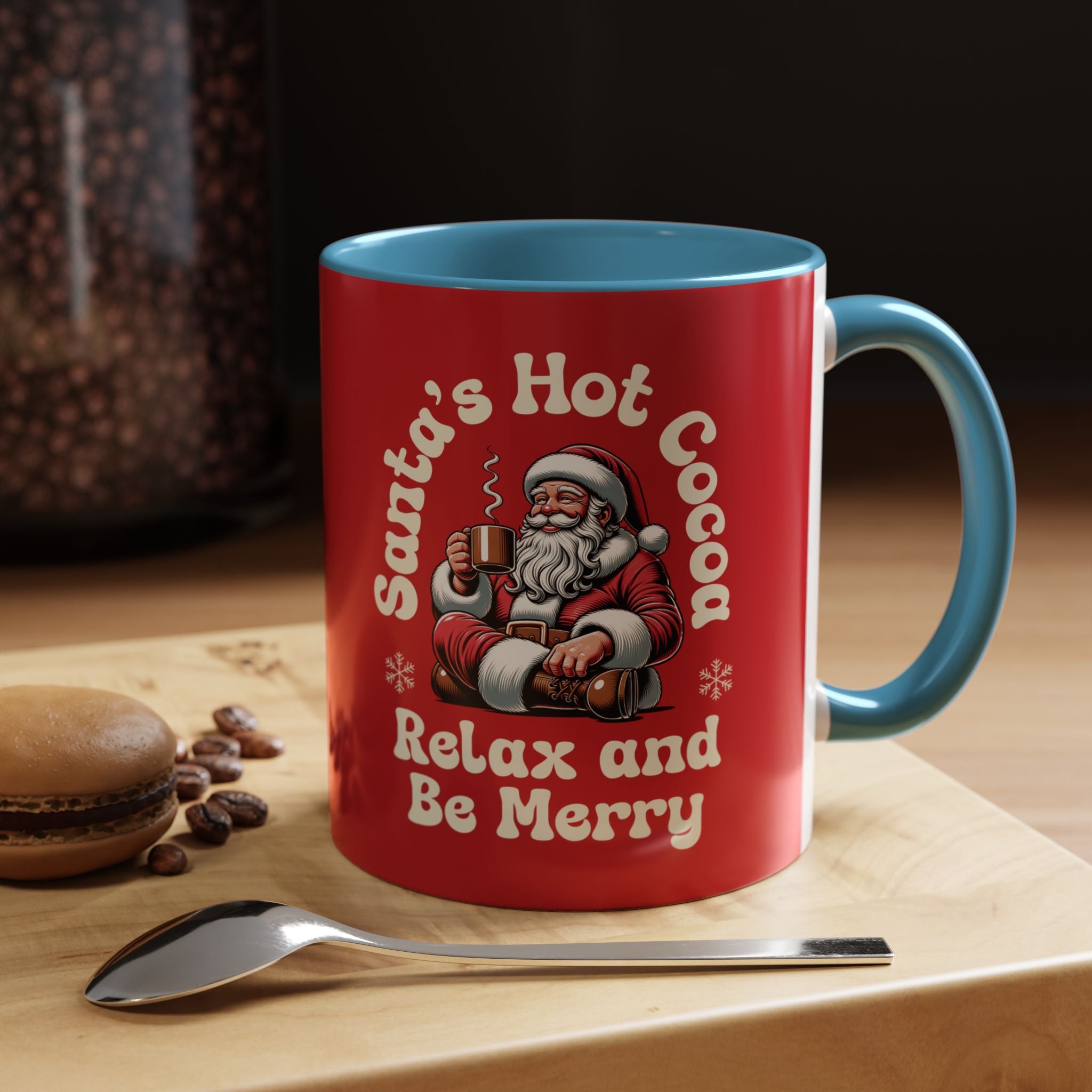 Santa Hot Cocoa Accent Coffee Mug — "Santa's Hot Cocoa Relax and Be Merry" Holiday Mug (11/15oz)