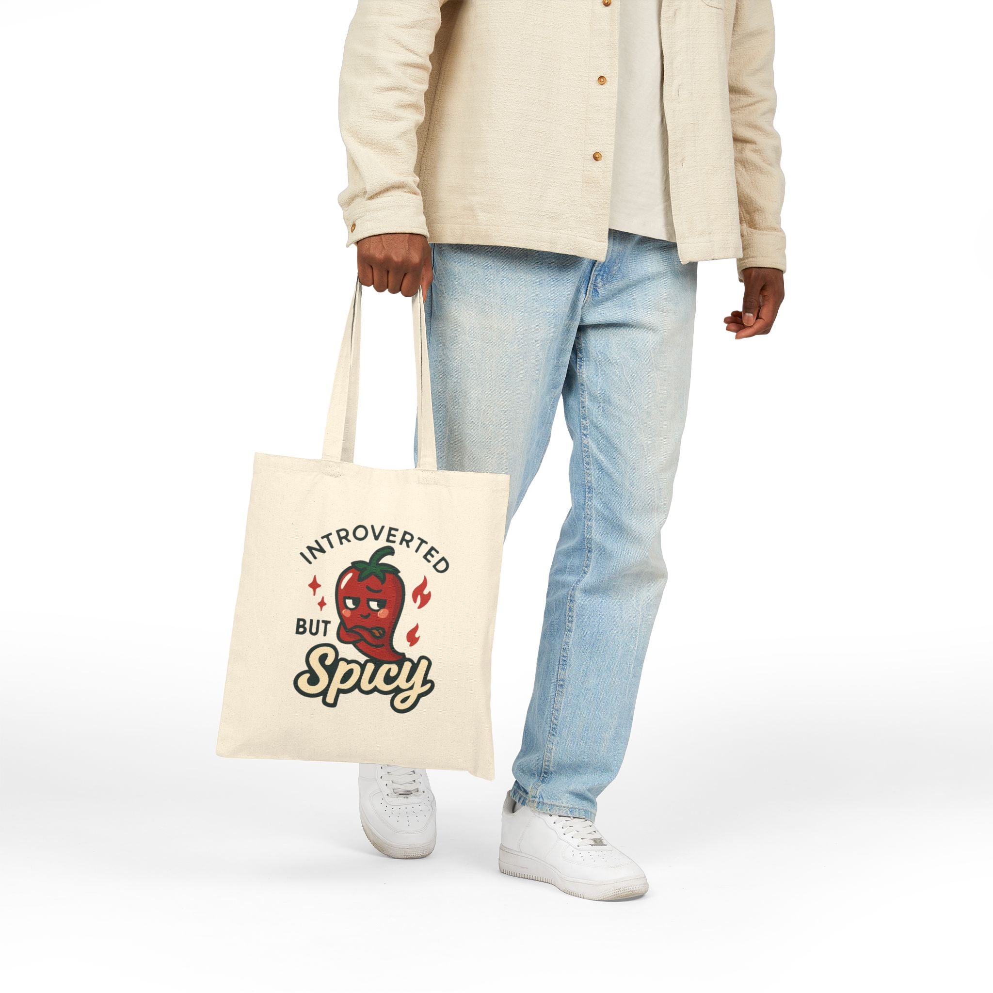 Introverted But Spicy Cotton Tote Bag