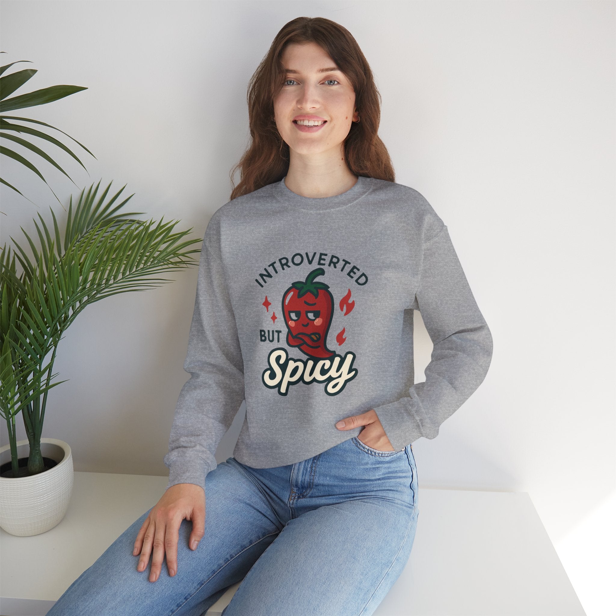 Introverted But Spicy Sweatshirt — Cute Chili Pepper Graphic Crewneck