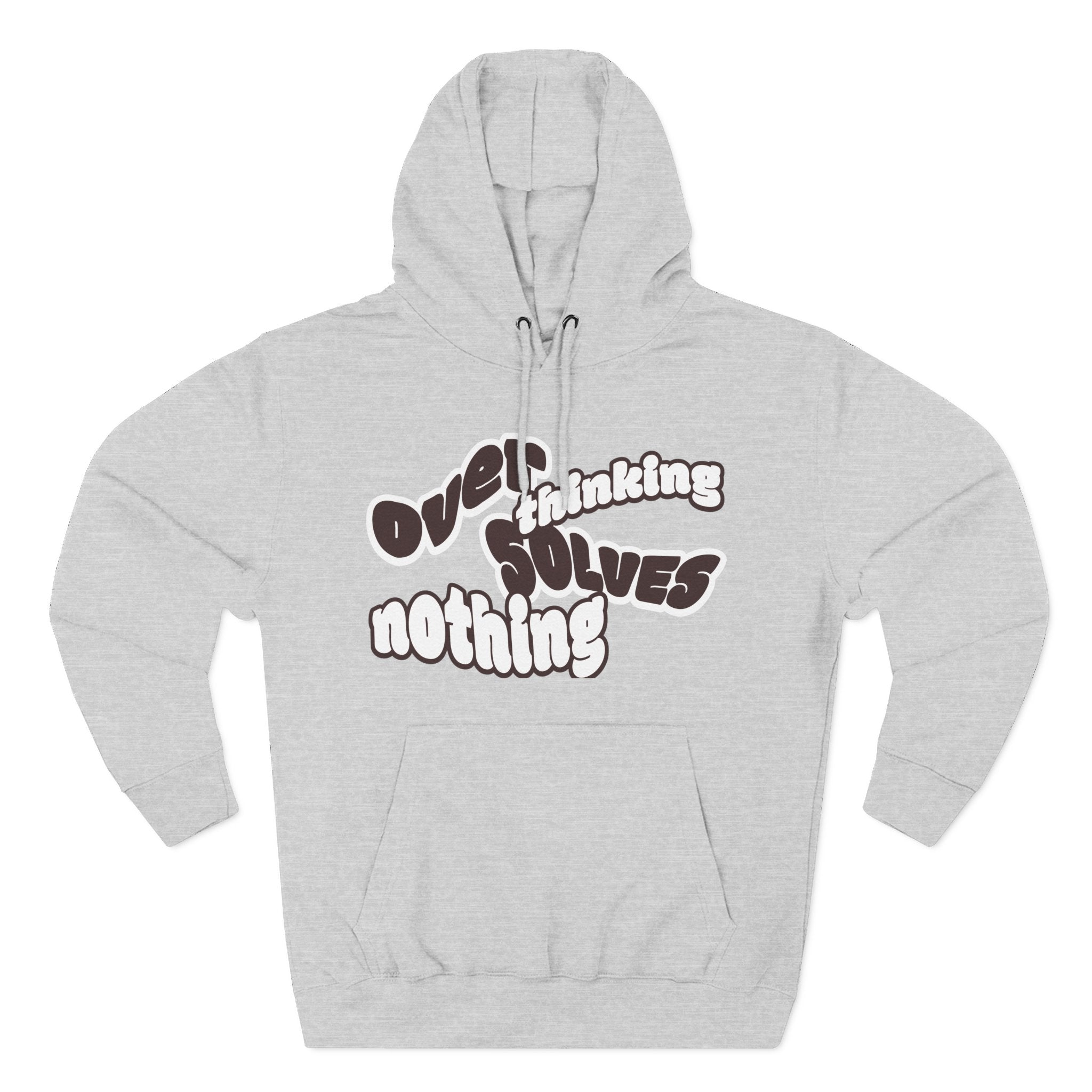 Hoodie — "Overthinking Solves Nothing" Retro Bubble Letter Fleece Hoodie