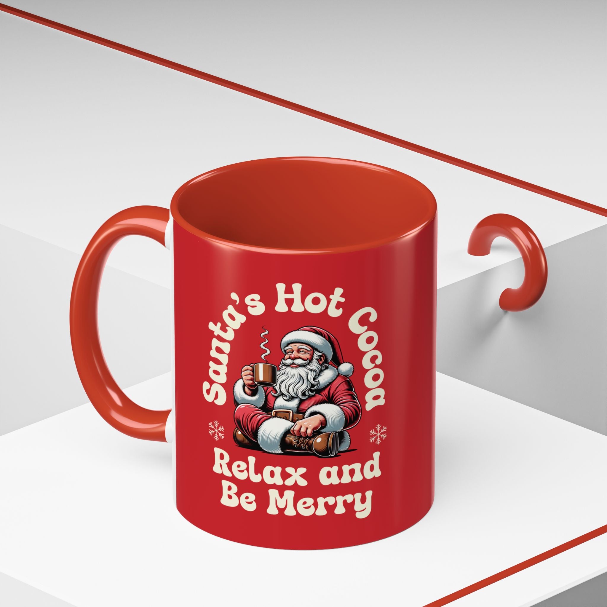 Santa Hot Cocoa Accent Coffee Mug — "Santa's Hot Cocoa Relax and Be Merry" Holiday Mug (11/15oz)