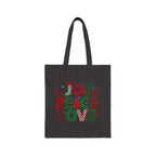 Christmas Joy, Peace & Love Tote Bag — Holiday Canvas Gift Tote