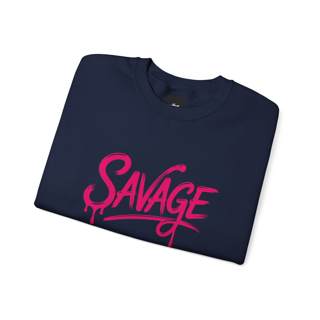 Savage Script Crewneck Sweatshirt — Pink Graffiti Graphic
