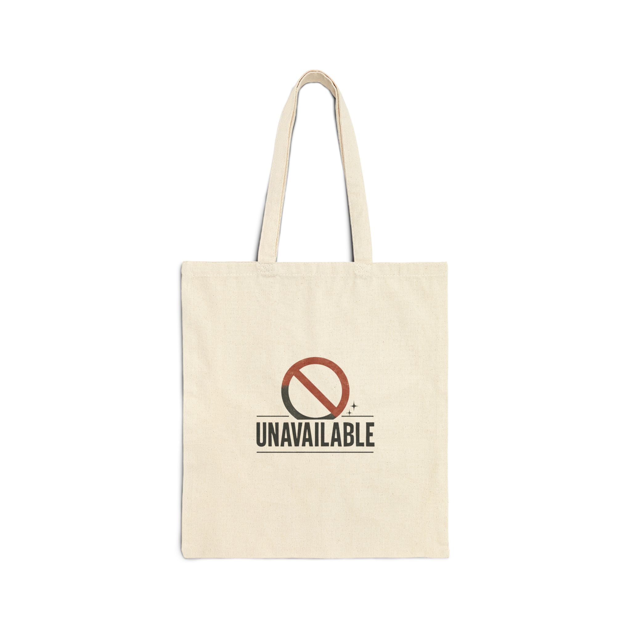Heavy-duty cotton canvas tote bag with minimalist unavailable symbol design and reinforced handles