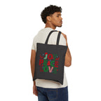 Christmas Joy, Peace & Love Tote Bag — Holiday Canvas Gift Tote