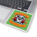 Groovy Christmas Sticker — Retro Santa Peace Sign Holiday Decal