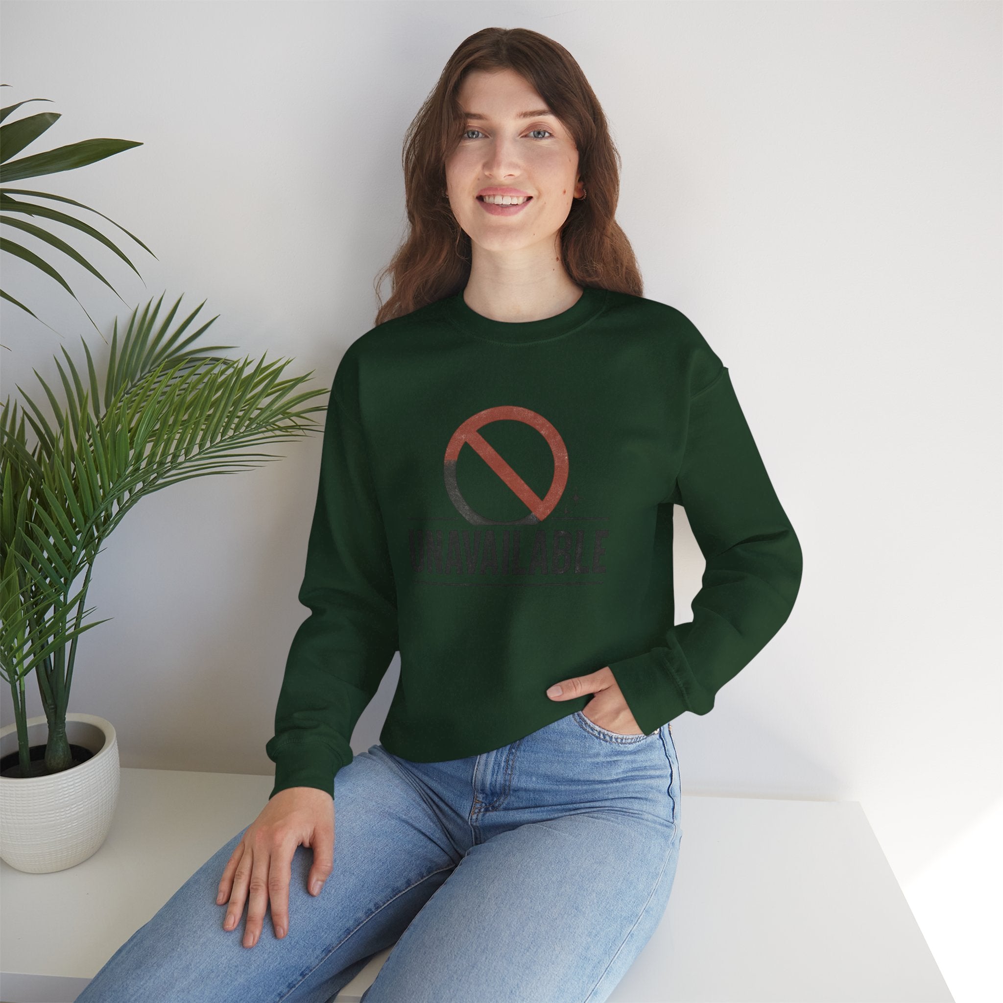 Crewneck Sweatshirt — Minimalist Red Prohibition Symbol Graphic