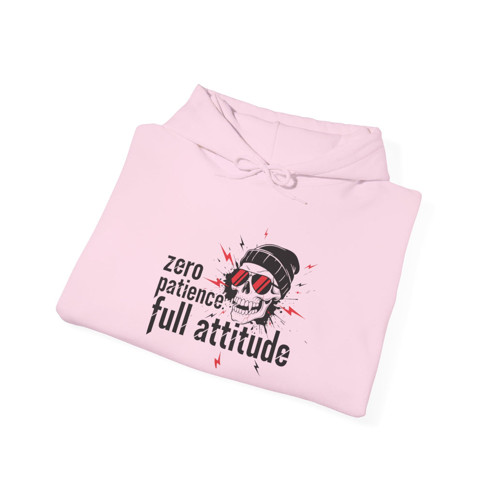 "Zero Patience, Full Attitude" Hoodie — Bold Graphic Quote Sweatshirt