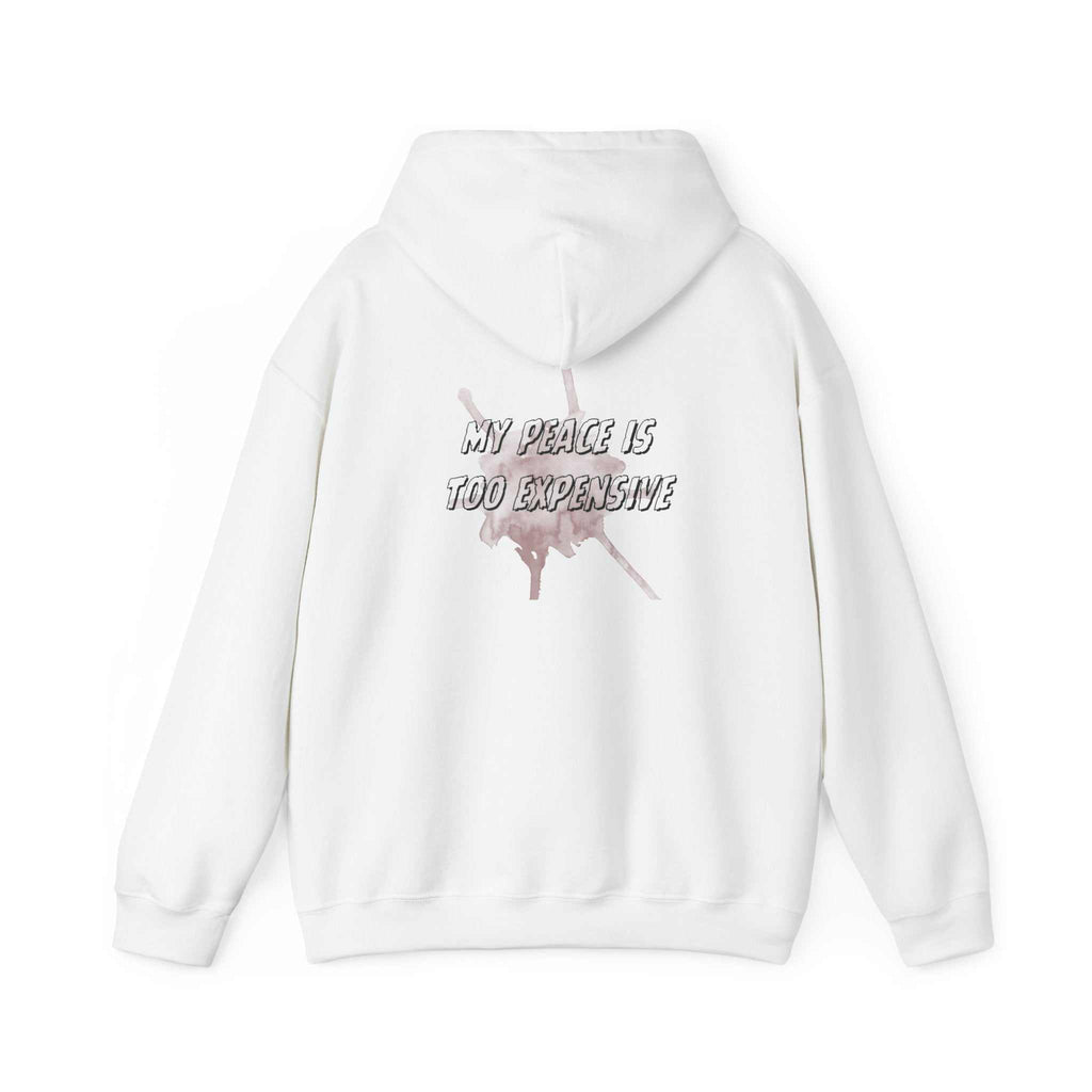 hoodies for men and women MY PEACE IS TOO EXPENSIVE HoodieFor those who choose calm.Product features- Medium-heavy 50/50 cotton-poly fabric (8 oz/yd²) for warmth and durability- Kangaroo pouch pocket to keep hands warm and NOPE SUPPLY