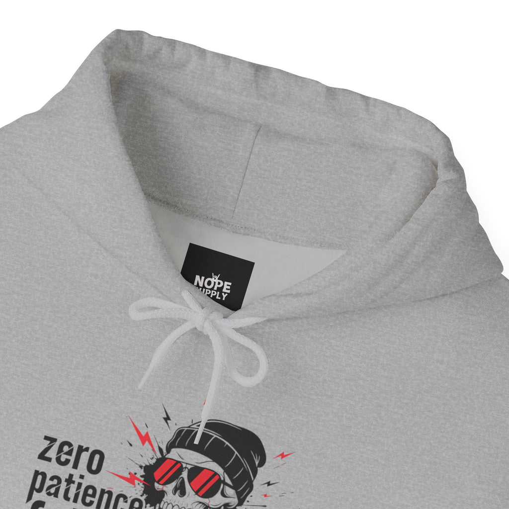 "Zero Patience, Full Attitude" Hoodie — Bold Graphic Quote Sweatshirt
