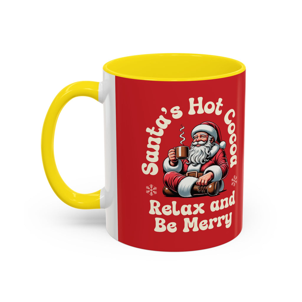 Santa Hot Cocoa Accent Coffee Mug — "Santa's Hot Cocoa Relax and Be Merry" Holiday Mug (11/15oz)